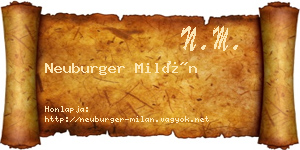 Neuburger Milán névjegykártya